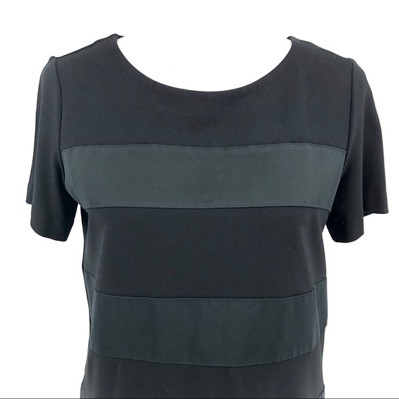 Madewell Black Satin Stripe Night Out T-Shirt, S - Picture 3 of 6